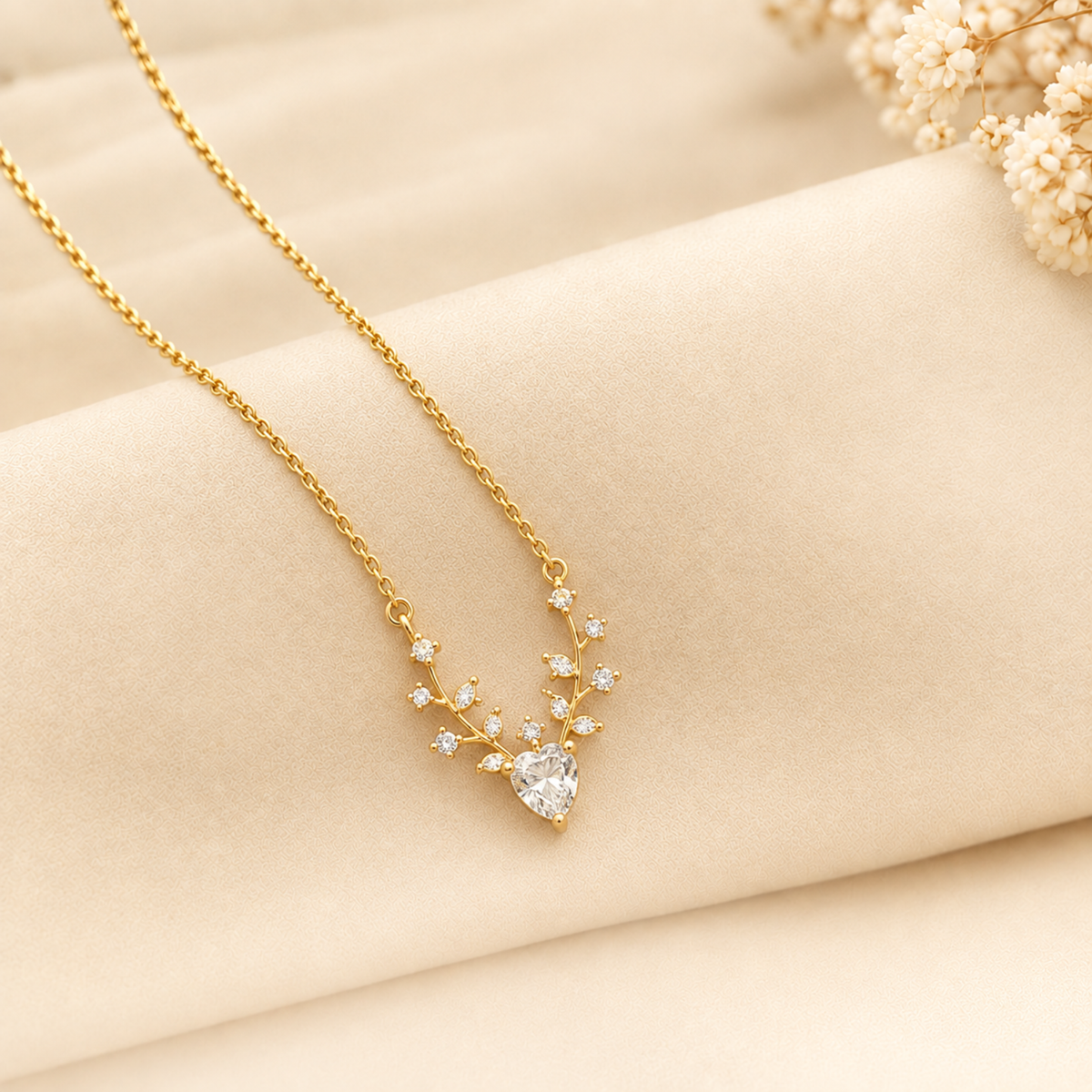 Crystal Branch Heart Necklace