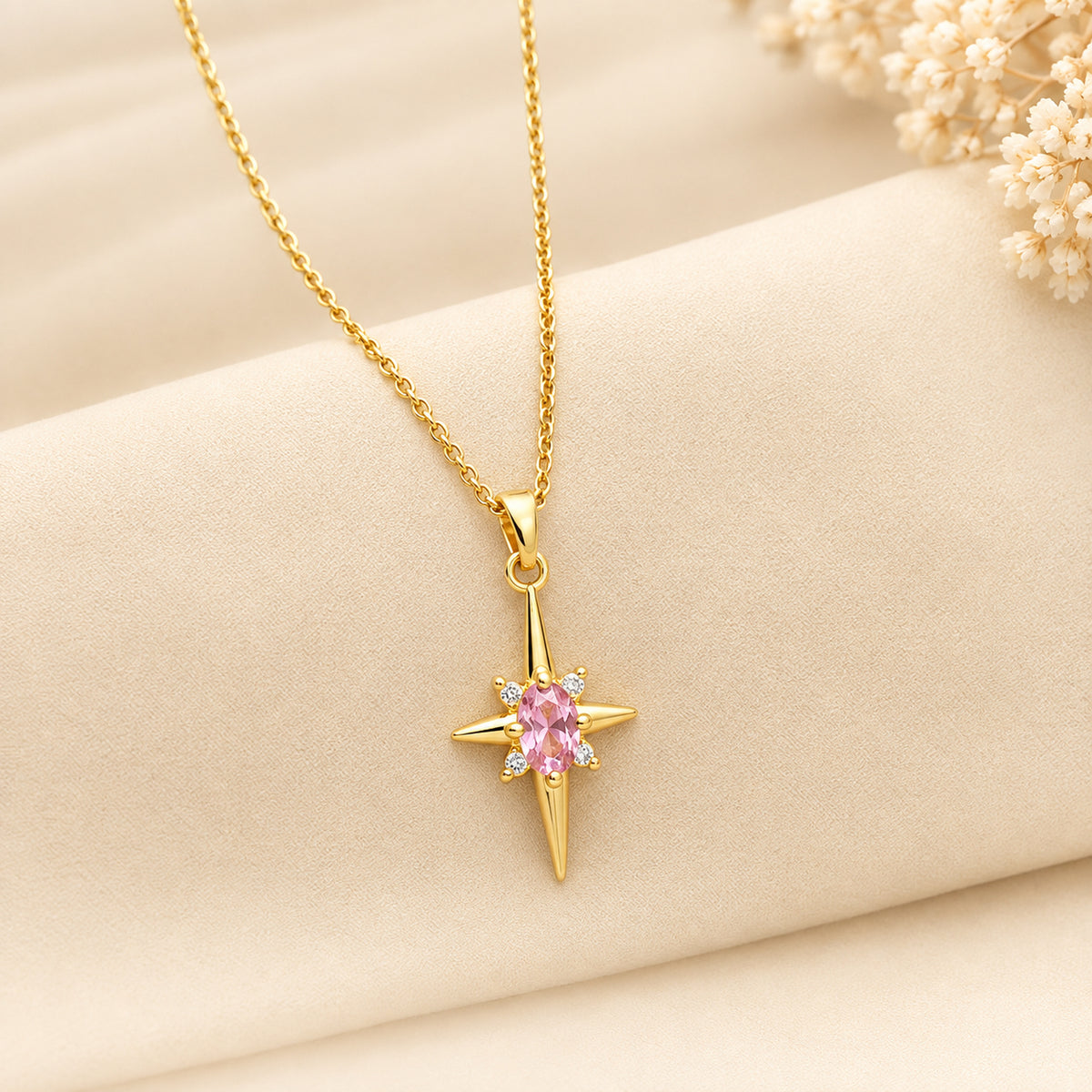 Pink Crystal North Star Necklace