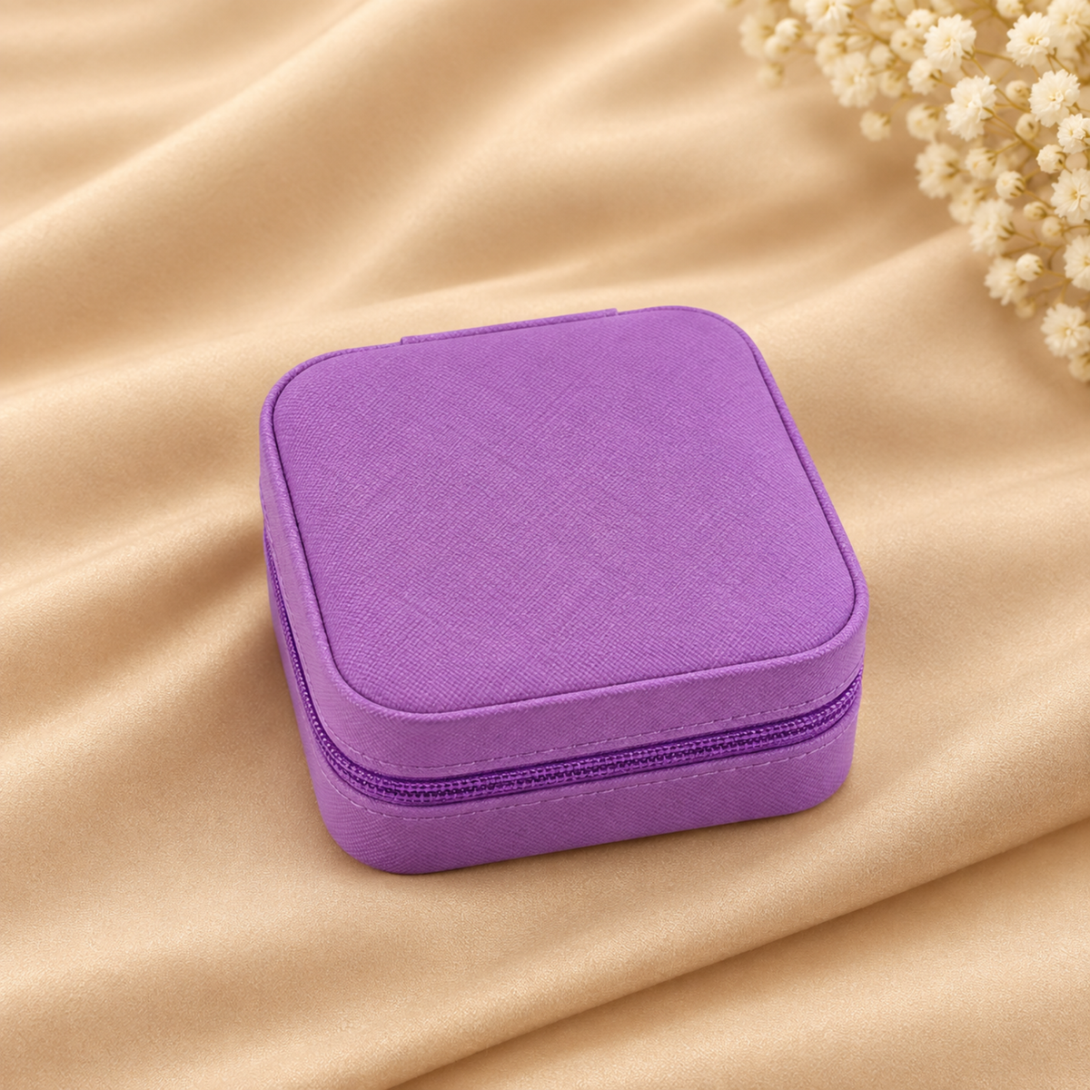 Royal Purple Velvet Travel Jewelry Box