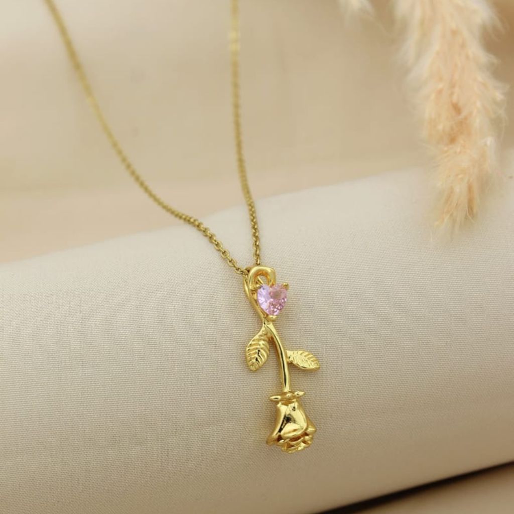 Rose Stem Heart Necklace
