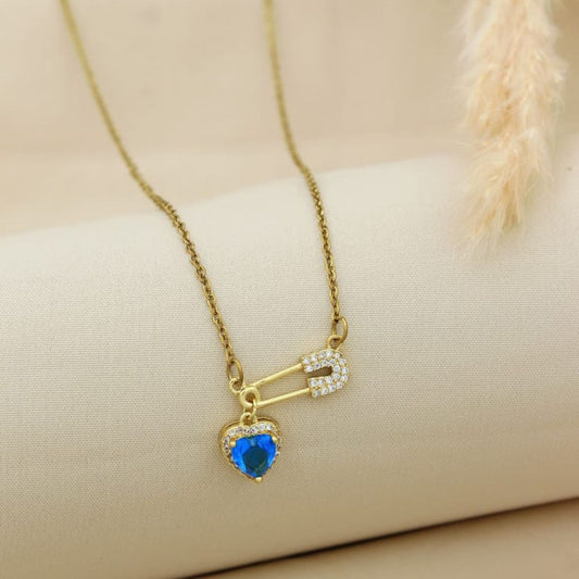 Pin & Blue Heart Necklace
