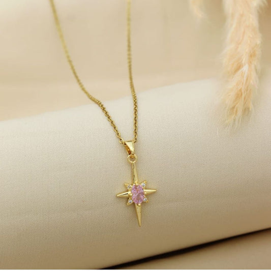 North Star Oval Pink Necklace