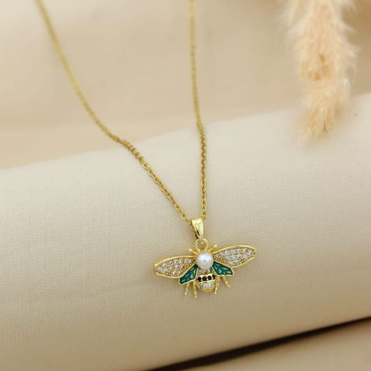 Honeycomb Pearl Bee Pendant