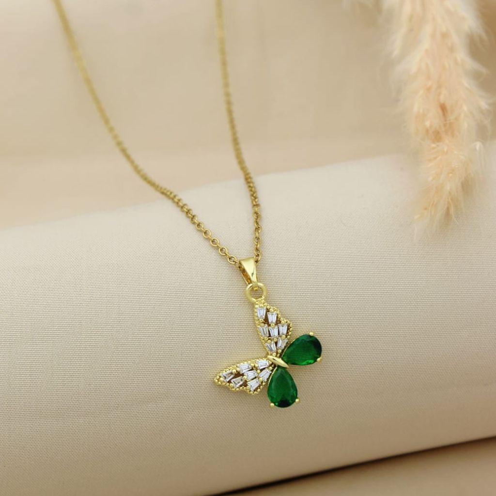 Emerald Butterfly Pendant