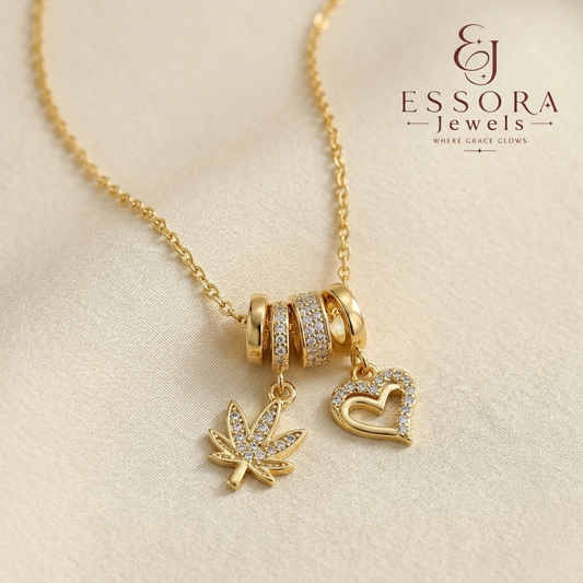 Botanical and Heart Pendant