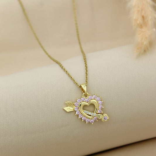 Gold Arrow with Pink Heart