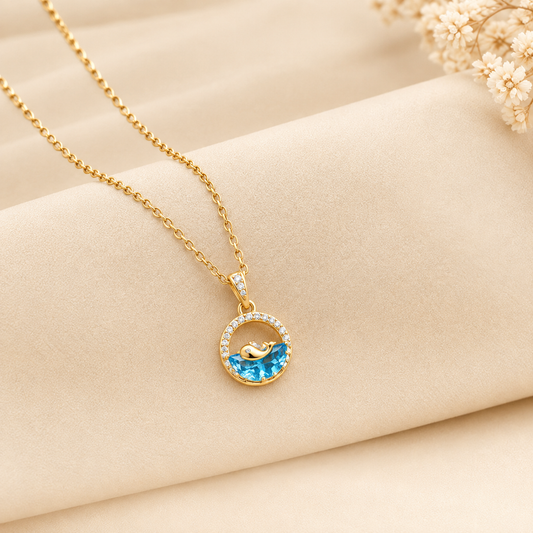 Blue Ocean Whale Pendant Necklace