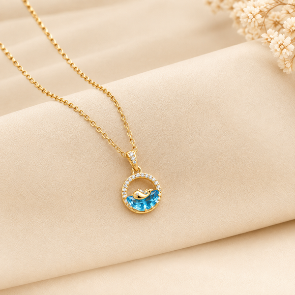 Blue Ocean Whale Pendant Necklace
