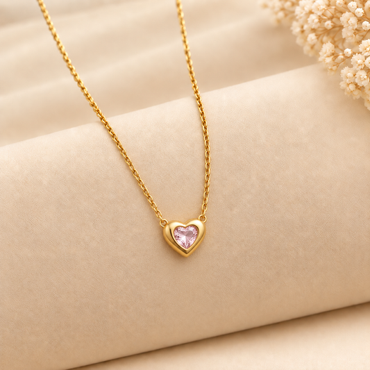 Blush Pink Heart Pendant Necklace