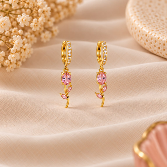 Blush Pink Tulip Huggie Earrings