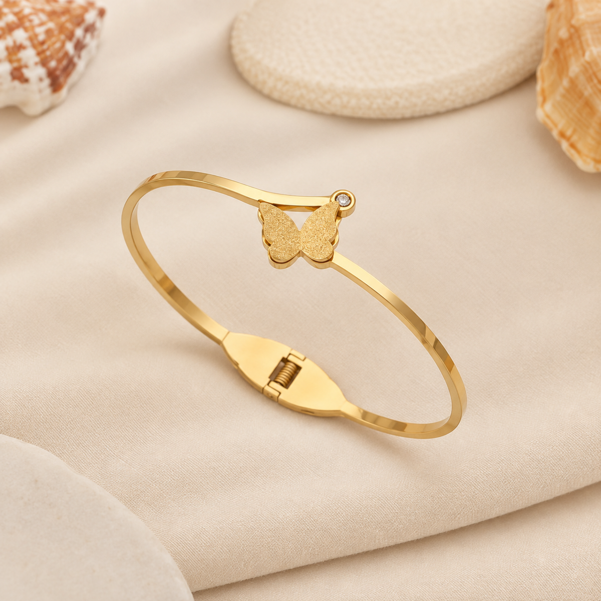 Brushed Butterfly Gold Bangle