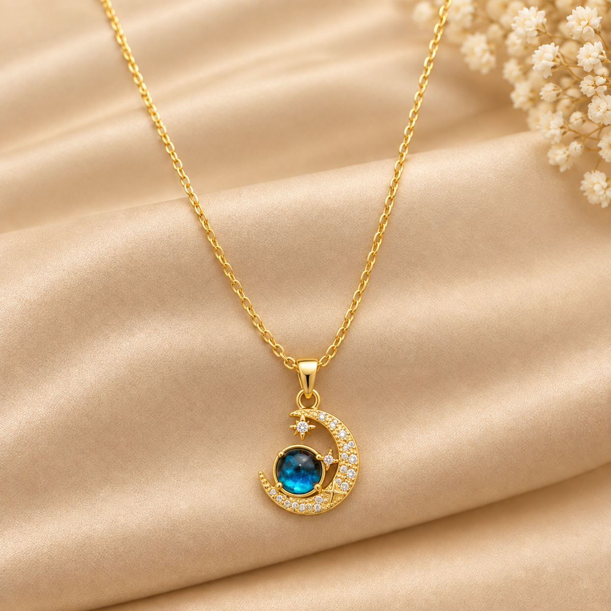 Celestial Blue Moon Necklace