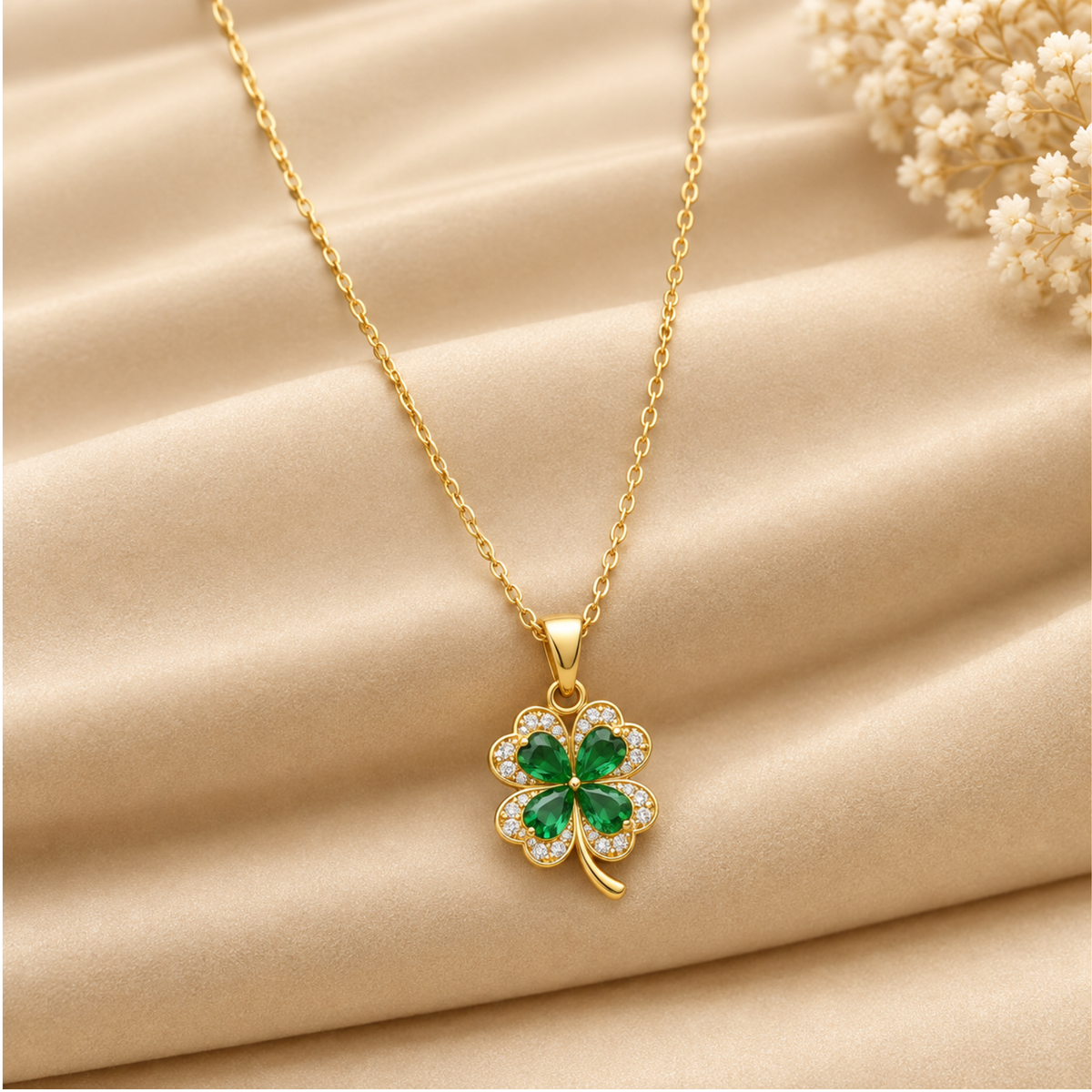 Emerald Four-Leaf Clover Necklace
