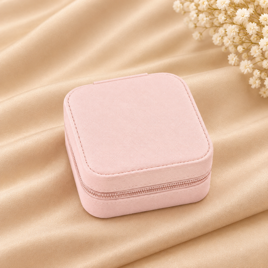 Light Pink Velvet Travel Jewelry Box
