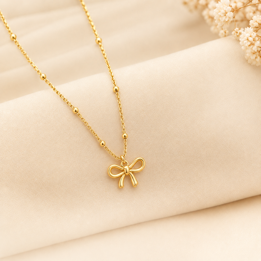 Minimalist Gold Bow Necklace