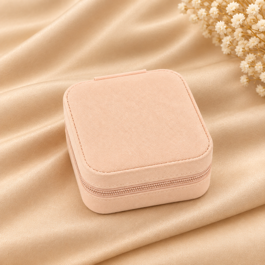 Peach Velvet Travel Jewelry Box