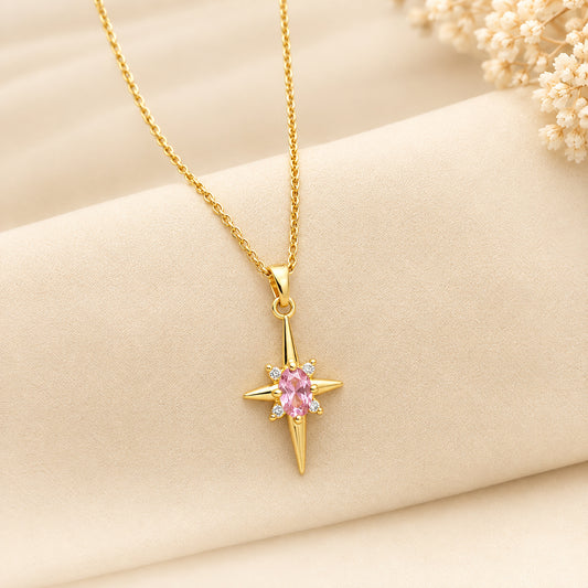 Pink Crystal North Star Necklace