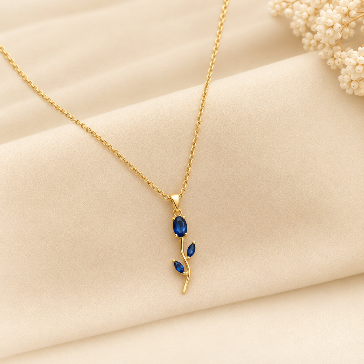 Royal Blue Crystal Tulip Necklace