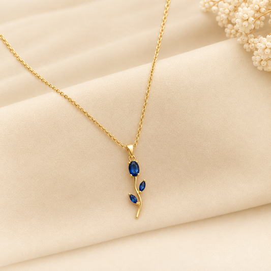 Royal Blue Crystal Tulip Necklace